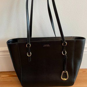 Lauren Ralph Lauren Crosshatch Leather Medium Tote Bag